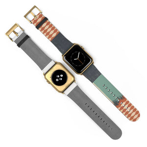 Boho Tie-Dye Watch Band – Green & Terracotta Patterned Apple Watch Strap