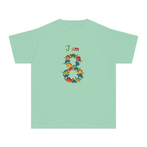 DipaliZ I Am 8 dinosaur kids birthday tee - offered in Island Reef, Blossom, Butter and Chambray