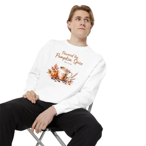 Original DipaliZ Pumpkin Spice Powered artwork on a crewneck