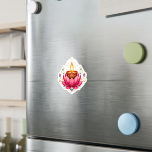 Lotus diya kiss-cut vinyl decal for diwali - home decor decals