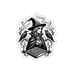 3 inch size of the DipaliZ witch and ravens grimoire decal