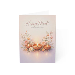 Happy diwali greeting card – floral diyas festival of lights design - cards