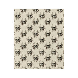 Skull & Roses Velveteen Microfiber Blanket — Gothic Floral Throw