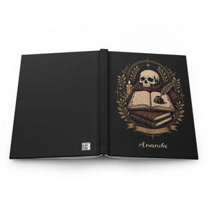 Dark Academia Skull Journal — Personalized Lined Hardcover Notebook