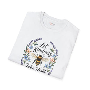 Bee Floral T‑Shirt — "Let Kindness Take Flight" Inspirational Tee