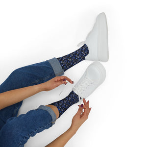 Blue Hanukkah Menorah Pattern Socks
