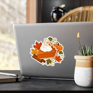 Autumn pumpkin pie kiss-cut vinyl decal - home decor decals