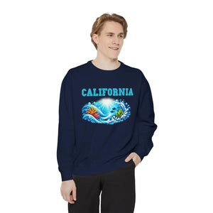 Personalized, California Surfwave Sweatshirt — Vintage Coastal Crewneck