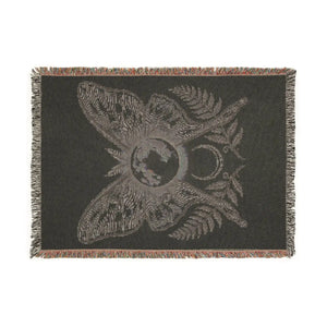 Photo finish option on the DipaliZ gothic luna moth woven blanket