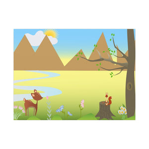 A scenery with a Squirrel and a Deer , Matte Canvas, Stretched, 0.75"