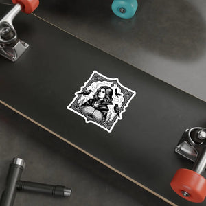 6 inch size of the DipaliZ witch and ravens die-cut sticker
