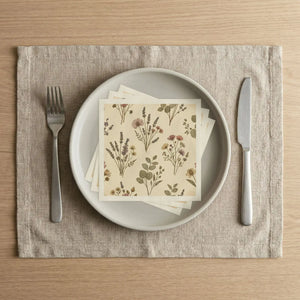 Floral Meadow Cocktail Napkins — Vintage Wildflower Botanical Party Napkins