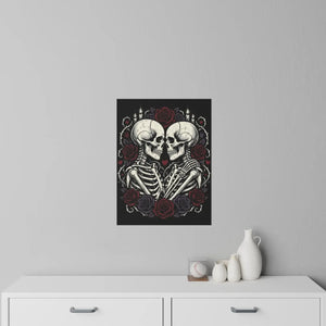 Roses gathered at the join of the skulls in this DipaliZ artwork