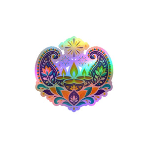 Diwali lotus paisley diyas kiss-cut vinyl decal - home decor decals