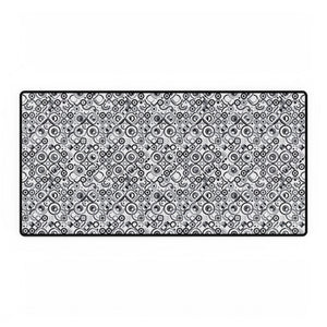 Monochrome Retro Gears Desk Mat — Large Gaming/Office Mouse Pad