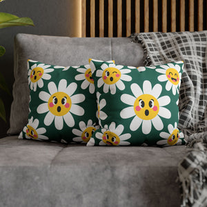 Emotive Daisy Throw Pillowcase — Cute Emoji Flower Decorative Pillow Cover