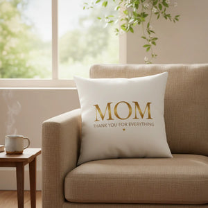 DipaliZ faux linen mom cushion shown in an 18 by 18 inch size