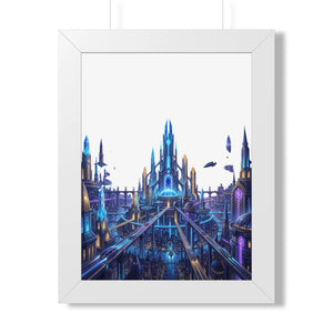 Dipaliz a futuristic city framed vertical poster - posters prints & visual artwork