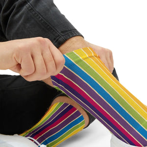 Colorful Rainbow Stripe Cats Sublimation Socks