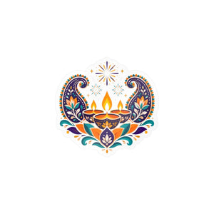 Diwali lotus paisley diyas kiss-cut vinyl decal - home decor decals