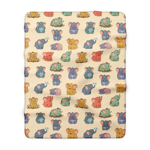 Cute Pastel Elephant Sherpa Blanket — Cozy Nursery Throw for Kids & Baby Shower Gift
