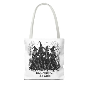 Witch Sisters Tote — “Girls Will Be Girls” Halloween Tote Bag