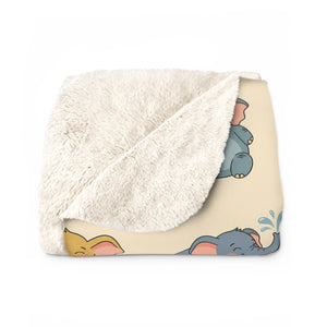 Cute Pastel Elephant Sherpa Blanket — Cozy Nursery Throw for Kids & Baby Shower Gift