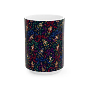 Festive nutcracker pattern ceramic mug - mugs