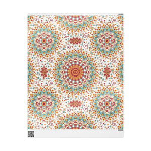 Wrapping Paper Roll — Boho Floral Medallion Gift Wrap (Retro Teal, Mustard & Coral)
