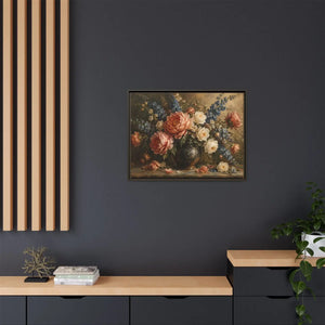 Vintage floral bouquet framed canvas wall art - printable