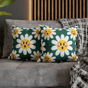 Emotive Daisy Throw Pillowcase — Cute Emoji Flower Decorative Pillow Cover