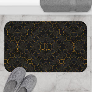 iDigitalStock, golden abstract pattern on black, Bath Mat