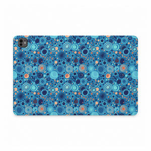 Blue Retro Circles Tablet Folio Case — Geometric Oceanic Pattern