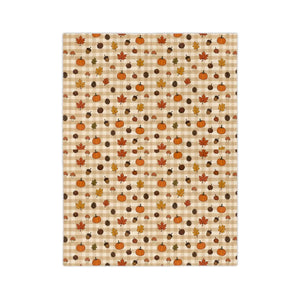 Autumn Plaid Pumpkin & Leaves Throw Blanket