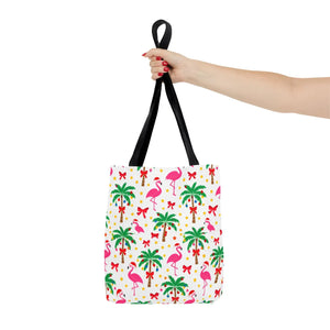 Tote Bag — Tropical Flamingo Palm Print Beach Tote
