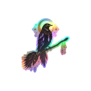 Mystical raven moon kiss-cut vinyl decal - home decor decals