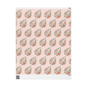 Floral pink wrapping paper roll, romantic rose pattern gift wrap