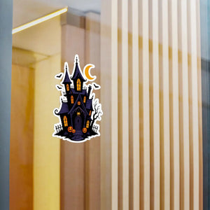 Haunted halloween castle kiss-cut vinyl decal - home decor decals