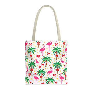 Tote Bag — Tropical Flamingo Palm Print Beach Tote