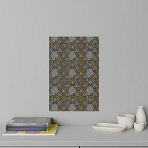 DipaliZ art deco floral wall decal in gold on slate grey