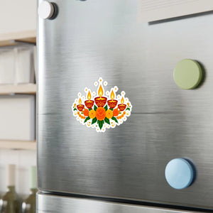 Diwali floral diyas kiss-cut vinyl decal - home decor decals
