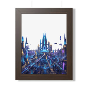 Dipaliz a futuristic city framed vertical poster - posters prints & visual artwork