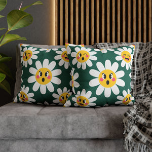 Emotive Daisy Throw Pillowcase — Cute Emoji Flower Decorative Pillow Cover