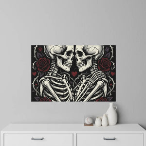 Off-axis composition in the DipaliZ kissing skeletons wall decal