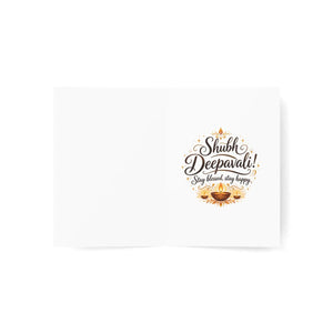 Happy diwali greeting card with diyas and floral design - cards