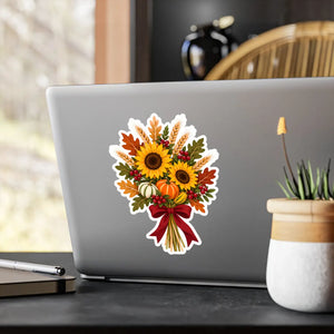 Autumn sunflower bouquet kiss-cut vinyl decal - home decor decals