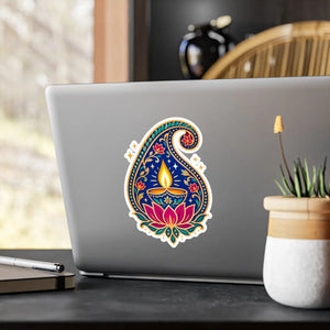 Paisley diya lotus kiss-cut vinyl decal - home decor decals