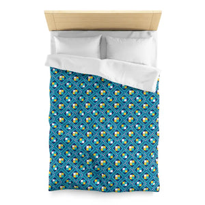 Geometric Blue Tile Duvet Cover - Retro Modern Bedding - Dipaliz - Home Decor