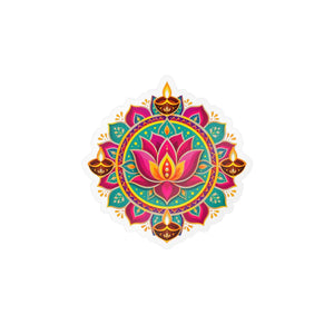 Colorful lotus mandala kiss-cut vinyl decal - home decor decals