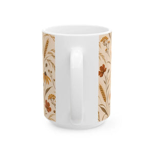Handle detail of the DipaliZ rustic wildflower ceramic mug